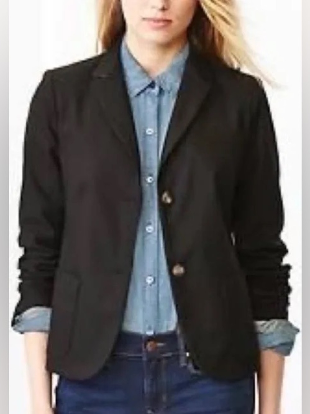 New GAP Black academy textured Women's Two-Button Blazer size 6 business casual